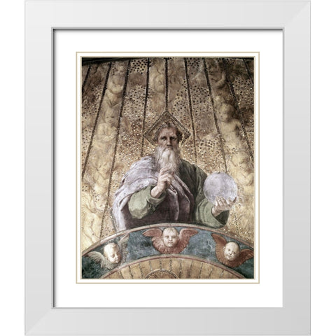 La Disputa - Detail (The Creator) White Modern Wood Framed Art Print with Double Matting by Raphael