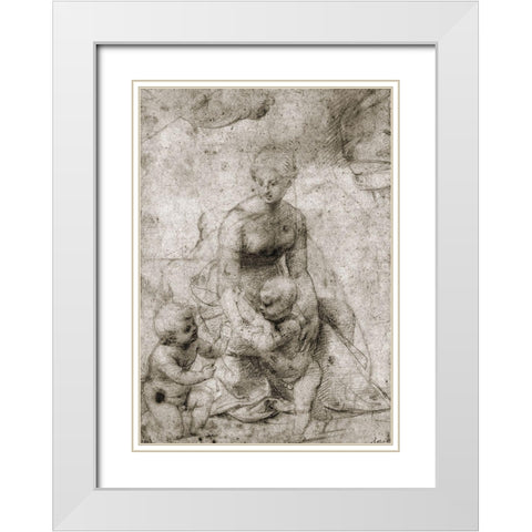 Madonna and Child With John White Modern Wood Framed Art Print with Double Matting by Raphael