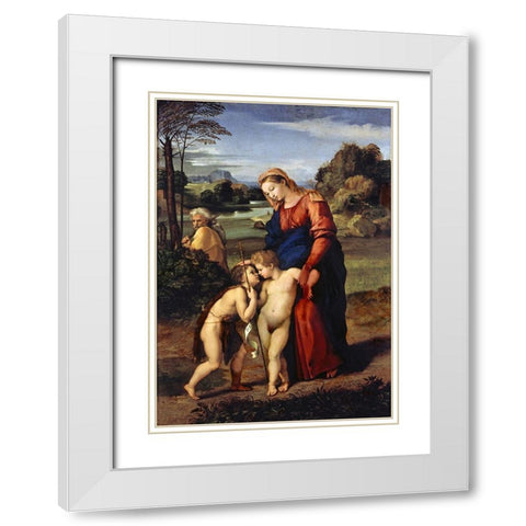 Madonna del Passeggio White Modern Wood Framed Art Print with Double Matting by Raphael