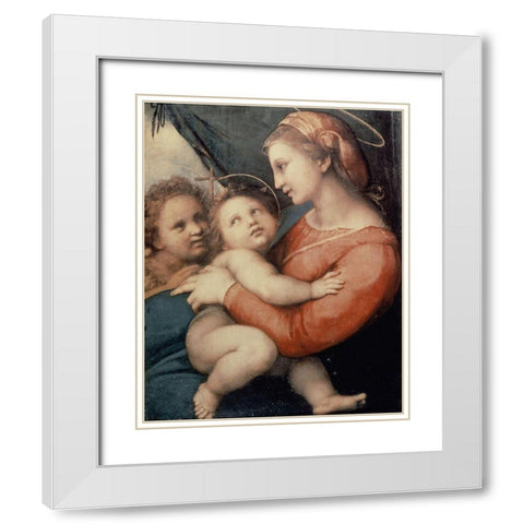 Madonna In The Tent White Modern Wood Framed Art Print with Double Matting by Raphael