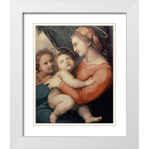Madonna In The Tent White Modern Wood Framed Art Print with Double Matting by Raphael