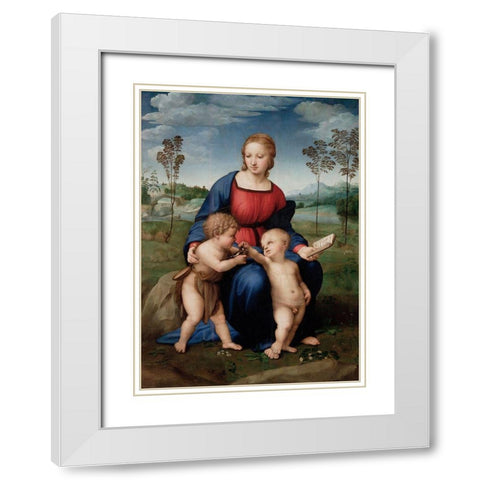 Madonna of The Goldfinch White Modern Wood Framed Art Print with Double Matting by Raphael
