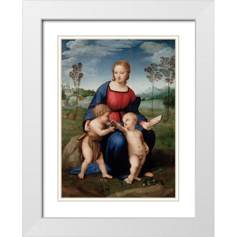 Madonna of The Goldfinch White Modern Wood Framed Art Print with Double Matting by Raphael