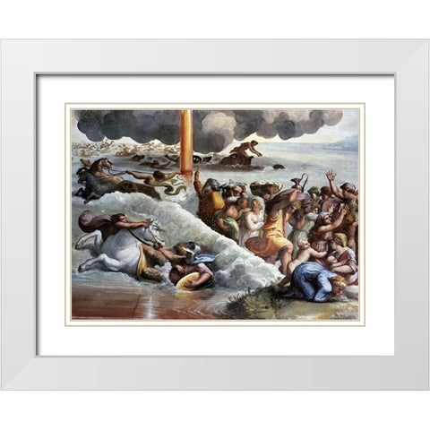 Moses Crossing The Red Sea White Modern Wood Framed Art Print with Double Matting by Raphael