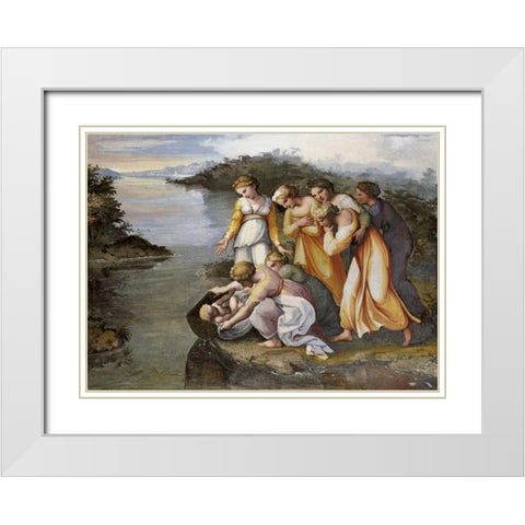 Moses Found In The Bulrushes White Modern Wood Framed Art Print with Double Matting by Raphael