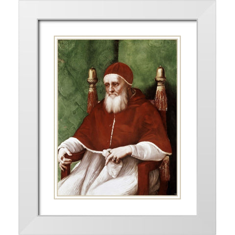 Pope Julius II White Modern Wood Framed Art Print with Double Matting by Raphael