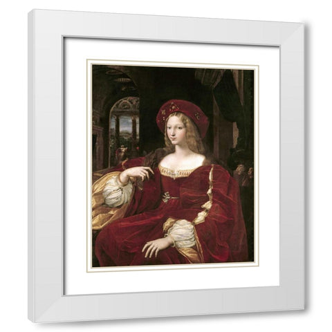 Portrait of Joanna of Aragon White Modern Wood Framed Art Print with Double Matting by Raphael