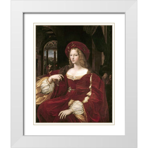 Portrait of Joanna of Aragon White Modern Wood Framed Art Print with Double Matting by Raphael