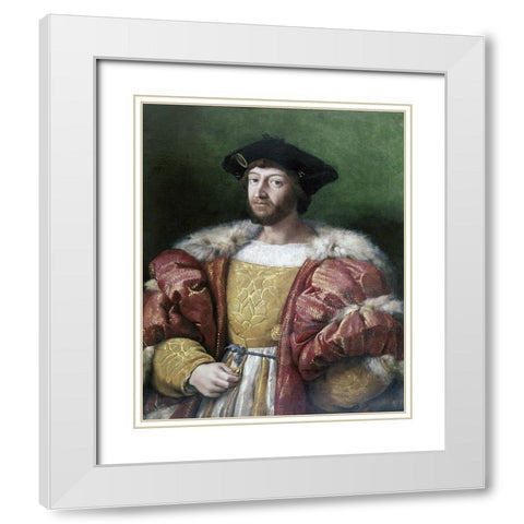 Portrait of Lorenzo DeMedici White Modern Wood Framed Art Print with Double Matting by Raphael