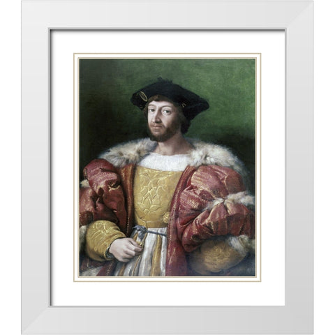 Portrait of Lorenzo DeMedici White Modern Wood Framed Art Print with Double Matting by Raphael