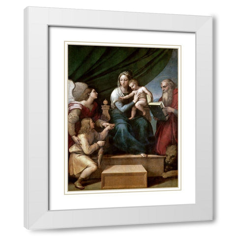 Virgin of The Fish White Modern Wood Framed Art Print with Double Matting by Raphael
