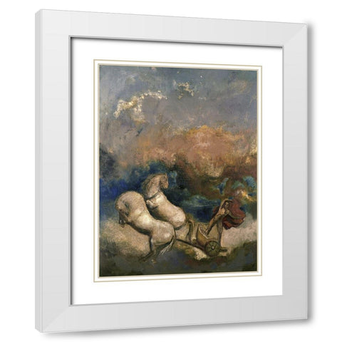 Charioteer White Modern Wood Framed Art Print with Double Matting by Redon, Odilon