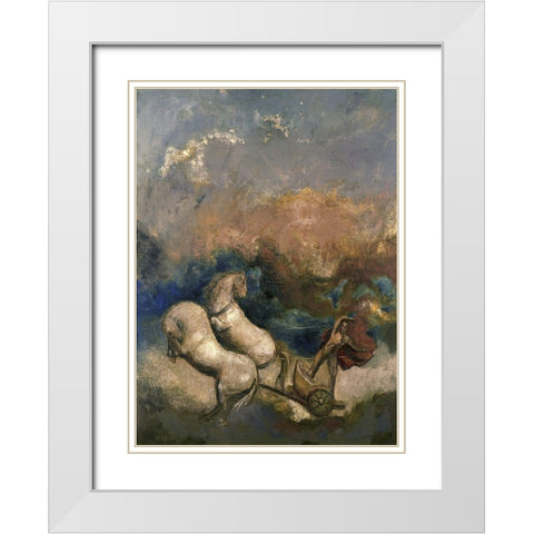Charioteer White Modern Wood Framed Art Print with Double Matting by Redon, Odilon