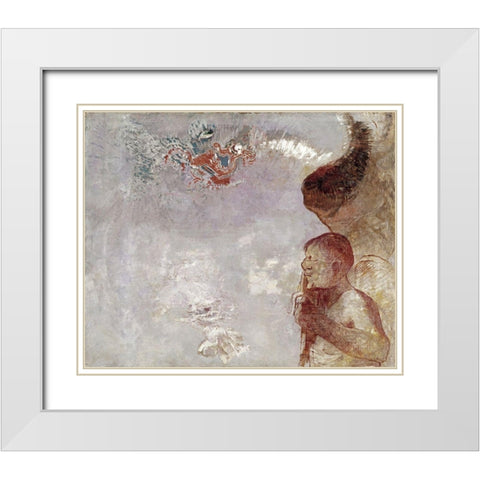 Profile of a Man White Modern Wood Framed Art Print with Double Matting by Redon, Odilon