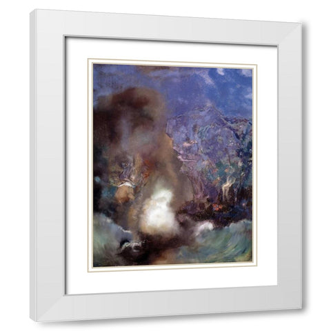 Roger and Angelica White Modern Wood Framed Art Print with Double Matting by Redon, Odilion