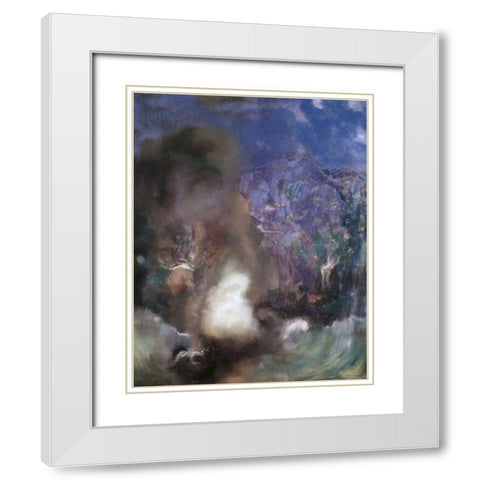Roger and Angelica White Modern Wood Framed Art Print with Double Matting by Redon, Odilion