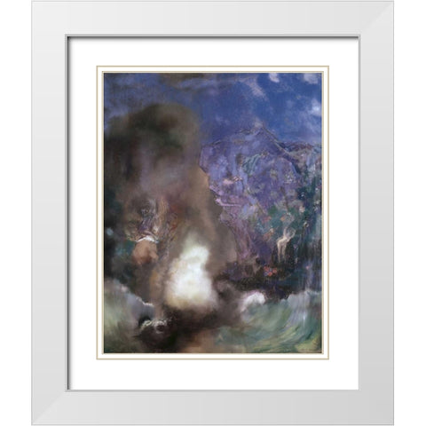 Roger and Angelica White Modern Wood Framed Art Print with Double Matting by Redon, Odilion