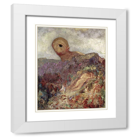 The Cyclops White Modern Wood Framed Art Print with Double Matting by Redon, Odilon