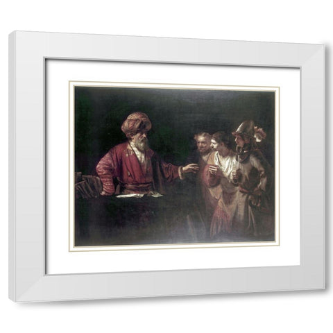 Centurion Cornelius White Modern Wood Framed Art Print with Double Matting by Rembrandt Van Rijn,