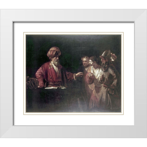 Centurion Cornelius White Modern Wood Framed Art Print with Double Matting by Rembrandt Van Rijn,