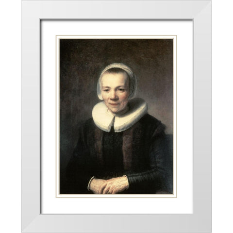 Portrait of B. Martens Doomer White Modern Wood Framed Art Print with Double Matting by Rembrandt Van Rijn,