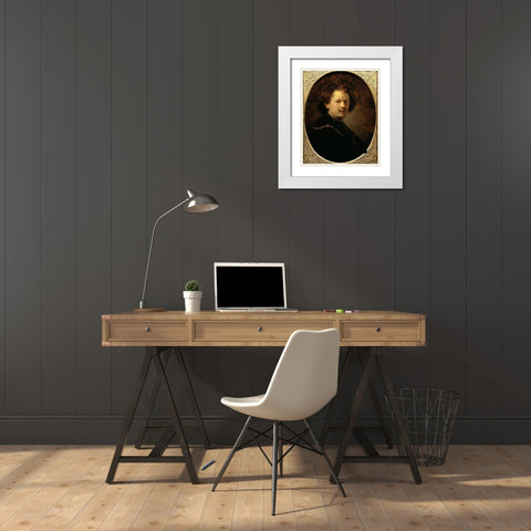 Self Portrait Bareheaded White Modern Wood Framed Art Print with Double Matting by Rembrandt Van Rijn,