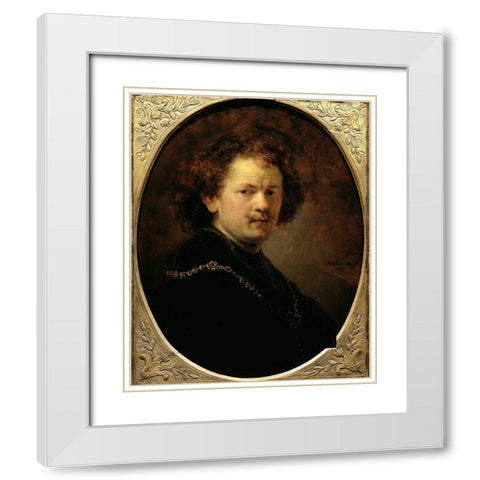 Self Portrait Bareheaded White Modern Wood Framed Art Print with Double Matting by Rembrandt Van Rijn,