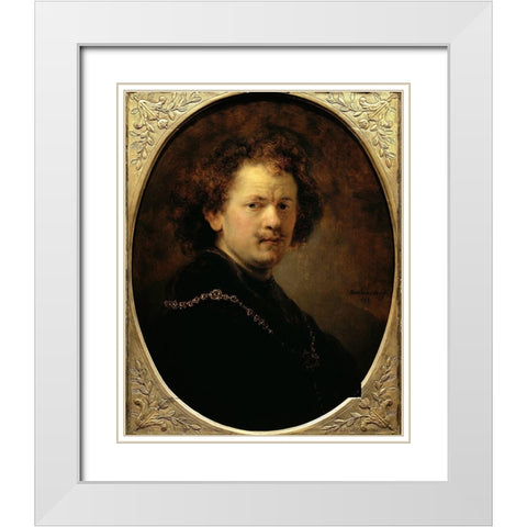 Self Portrait Bareheaded White Modern Wood Framed Art Print with Double Matting by Rembrandt Van Rijn,