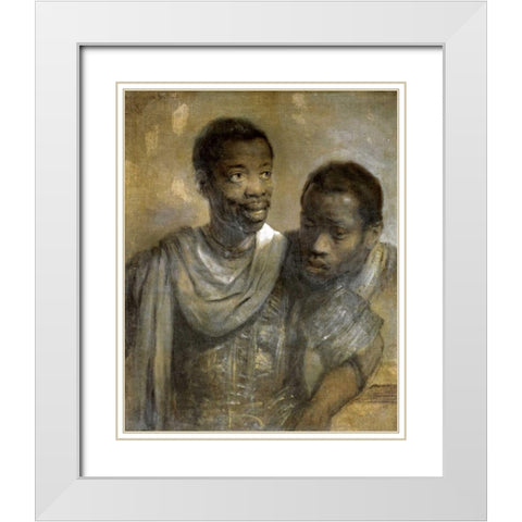 Two Black Men White Modern Wood Framed Art Print with Double Matting by Van Rijn, Rembrandt