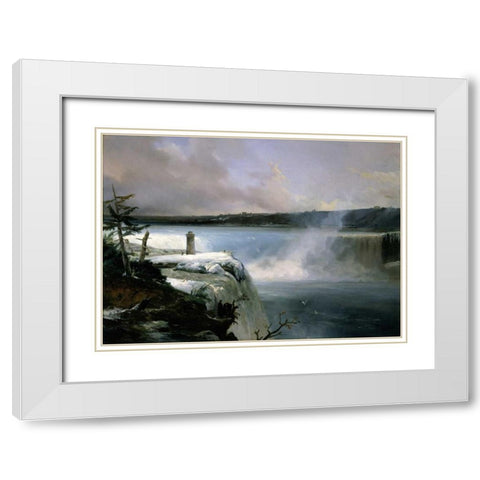 Niagara Falls White Modern Wood Framed Art Print with Double Matting by Redmond, Jean Charles Joseph
