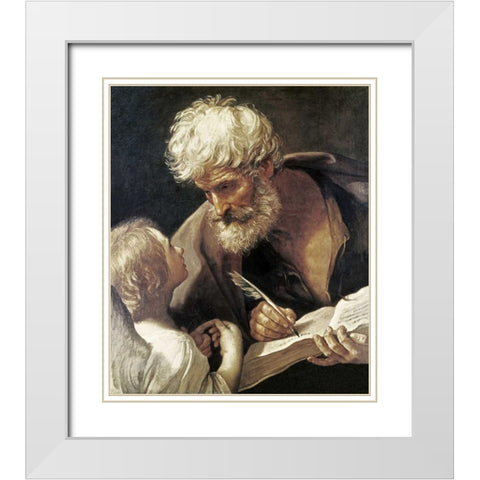 Saint Matthew White Modern Wood Framed Art Print with Double Matting by Reni, Guido