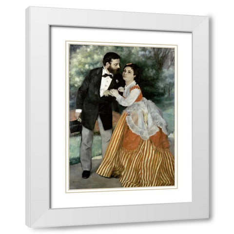 Alfred Sisley and His Wife White Modern Wood Framed Art Print with Double Matting by Renoir, Pierre-Auguste