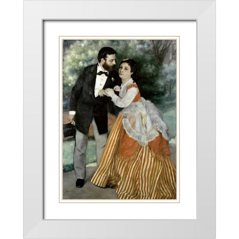Alfred Sisley and His Wife White Modern Wood Framed Art Print with Double Matting by Renoir, Pierre-Auguste