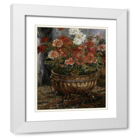 Bouquet of Flowers White Modern Wood Framed Art Print with Double Matting by Renoir, Pierre-Auguste