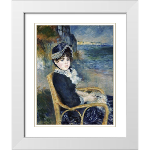 By the Seashore White Modern Wood Framed Art Print with Double Matting by Renoir, Pierre-Auguste