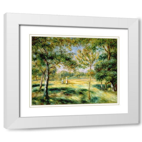 Clairiere White Modern Wood Framed Art Print with Double Matting by Renoir, Pierre-Auguste