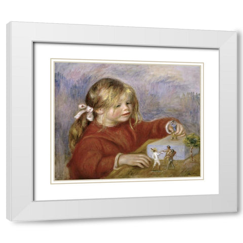 Claude Renoir Playing White Modern Wood Framed Art Print with Double Matting by Renoir, Pierre-Auguste