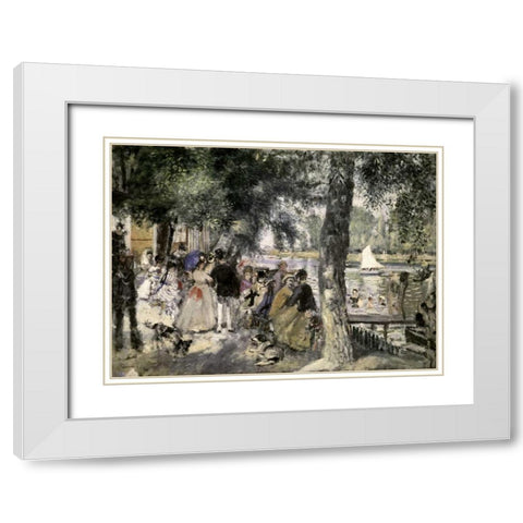 La Grenouilliere - Bathers In The Seine White Modern Wood Framed Art Print with Double Matting by Renoir, Pierre-Auguste
