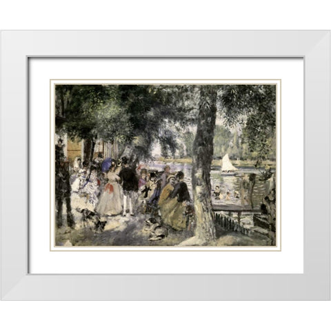La Grenouilliere - Bathers In The Seine White Modern Wood Framed Art Print with Double Matting by Renoir, Pierre-Auguste