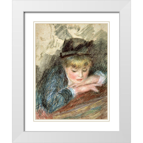 La Loge White Modern Wood Framed Art Print with Double Matting by Renoir, Pierre-Auguste