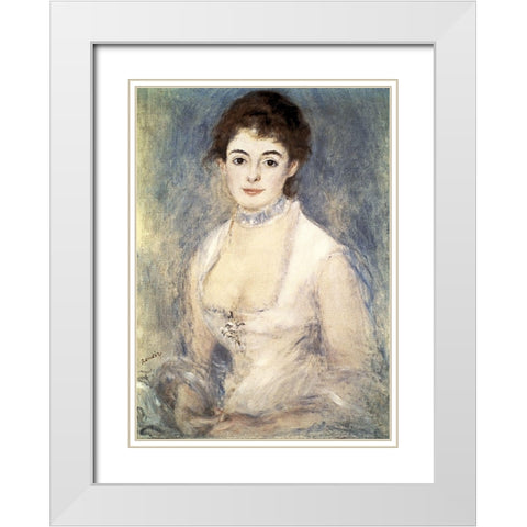 Madame Henriot, c.1876 White Modern Wood Framed Art Print with Double Matting by Renoir, Pierre-Auguste