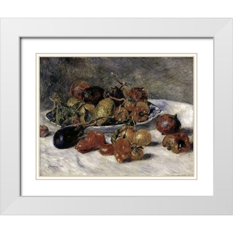 Mediterranean Fruits White Modern Wood Framed Art Print with Double Matting by Renoir, Pierre-Auguste