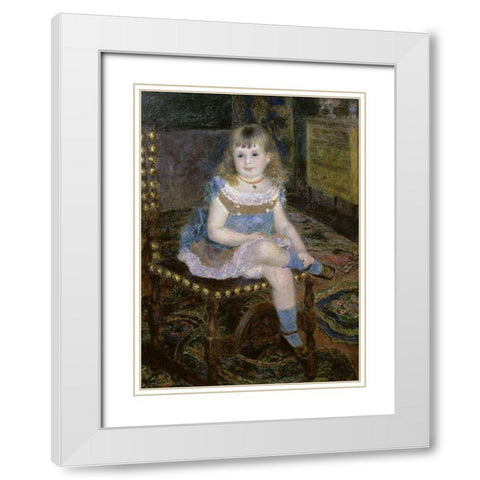 Miss Georgette Charpentier Seated White Modern Wood Framed Art Print with Double Matting by Renoir, Pierre-Auguste