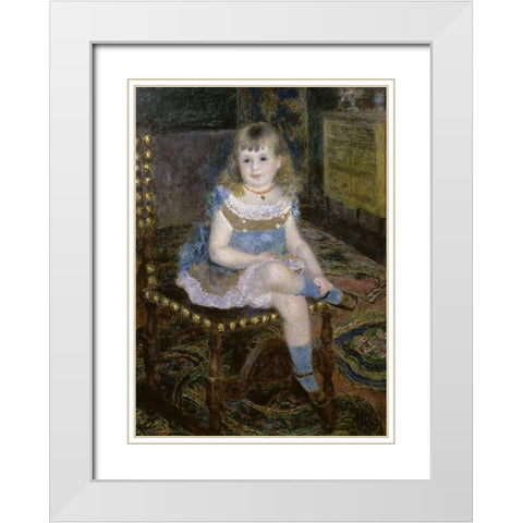 Miss Georgette Charpentier Seated White Modern Wood Framed Art Print with Double Matting by Renoir, Pierre-Auguste