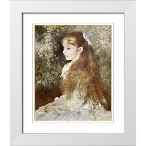 Mlle Irene Cahen DAnvers White Modern Wood Framed Art Print with Double Matting by Renoir, Pierre-Auguste