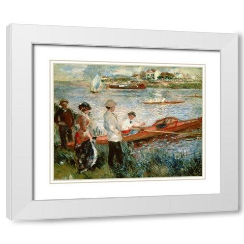 Oarsmen at Chatou White Modern Wood Framed Art Print with Double Matting by Renoir, Pierre-Auguste