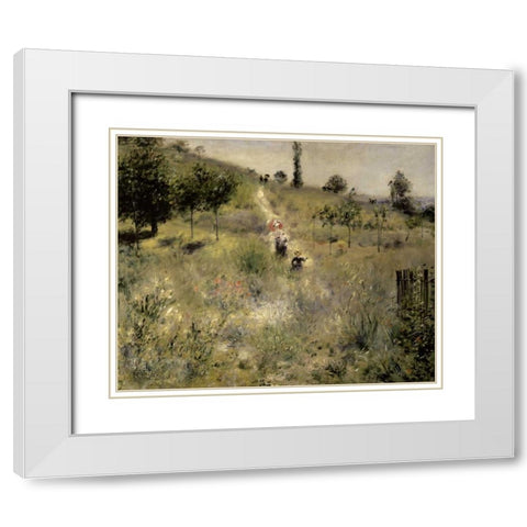 Path Through the Tall Grasses White Modern Wood Framed Art Print with Double Matting by Renoir, Pierre-Auguste