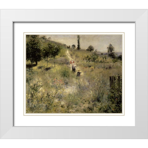 Path Through the Tall Grasses White Modern Wood Framed Art Print with Double Matting by Renoir, Pierre-Auguste