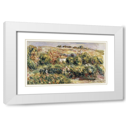 Paysage de Provence White Modern Wood Framed Art Print with Double Matting by Renoir, Pierre-Auguste