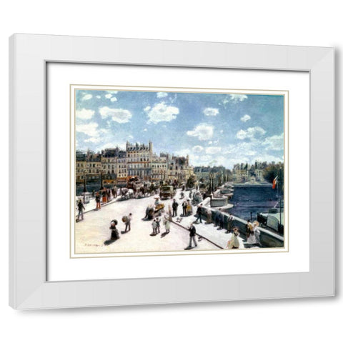 Pont Neuf, Paris White Modern Wood Framed Art Print with Double Matting by Renoir, Pierre-Auguste